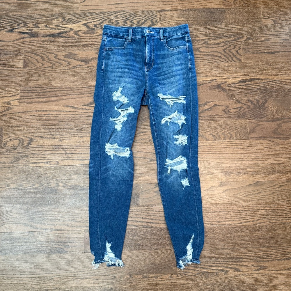 American Eagle Outfitters Distressed Curvy Super Hi-Rise Jegging Jeans Sz 6